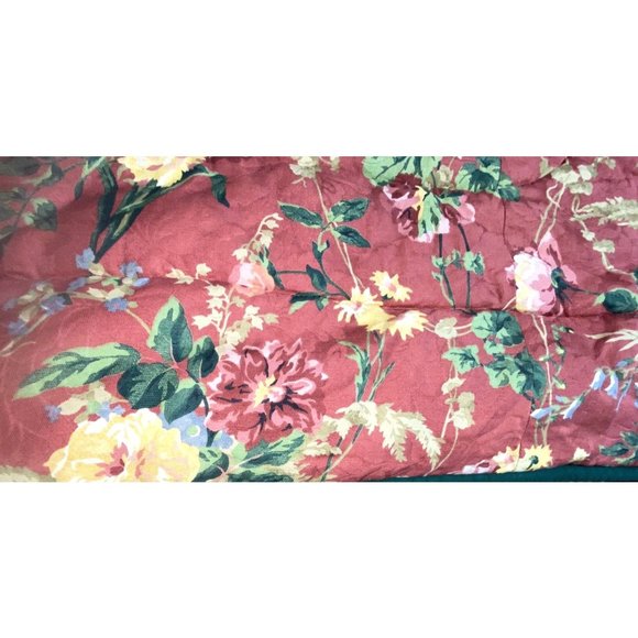 Vintage Queen Size Comforter Red Pink Rose Floral Bedding Thick Reversible Print - Picture 9 of 10
